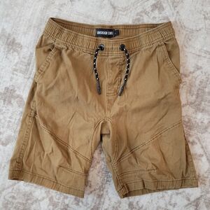 Sovereign State Boys Dark Khaki Canvas Shorts Size L Drawstring & Elastic Waist